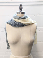 Load image into Gallery viewer, Linen Scarf &amp; Wrap &quot;Blues/Ivory&quot; HT
