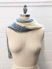 Load image into Gallery viewer, Linen Scarf & Wrap "Blues/Ivory" HT