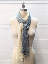 Load image into Gallery viewer, Linen Scarf & Wrap "Blues/Ivory" HT