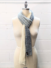 Load image into Gallery viewer, Linen Scarf & Wrap "Blues/Ivory" HT