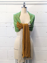 Load image into Gallery viewer, Linen Scarf & Wrap "Green/Mustard/Ivory" SL