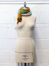 Load image into Gallery viewer, Linen Scarf & Wrap "Green/Mustard/Ivory" SL