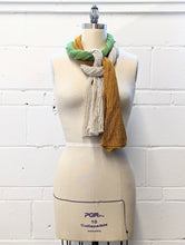 Load image into Gallery viewer, Linen Scarf &amp; Wrap &quot;Green/Mustard/Ivory&quot; SL
