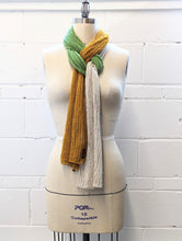 Load image into Gallery viewer, Linen Scarf & Wrap "Green/Mustard/Ivory" SL