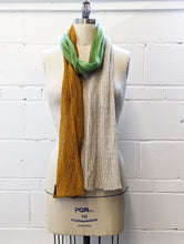 Load image into Gallery viewer, Linen Scarf & Wrap "Green/Mustard/Ivory" SL