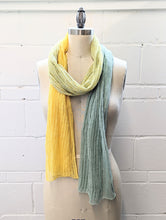 Load image into Gallery viewer, Linen Scarf & Wrap "Yellow/Aquamarine"