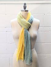Load image into Gallery viewer, Linen Scarf & Wrap "Yellow/Aquamarine"