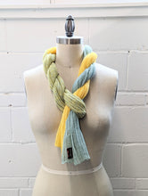 Load image into Gallery viewer, Linen Scarf & Wrap "Yellow/Aquamarine"