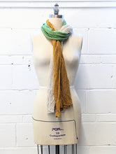 Load image into Gallery viewer, Linen Scarf &amp; Wrap &quot;Green/Mustard/Ivory&quot; SL
