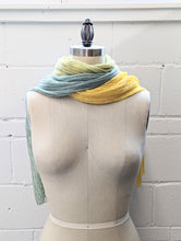 Load image into Gallery viewer, Linen Scarf &amp; Wrap &quot;Yellow/Aquamarine&quot;
