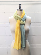 Load image into Gallery viewer, Linen Scarf &amp; Wrap &quot;Yellow/Aquamarine&quot;
